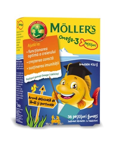 Mollers Omega-3 Junior ribice - naranča/limun bomboni 36kom